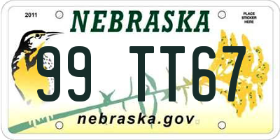 NE license plate 99TT67