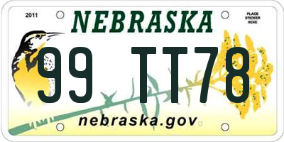 NE license plate 99TT78