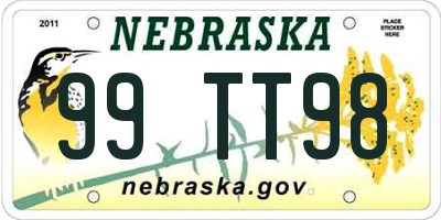 NE license plate 99TT98