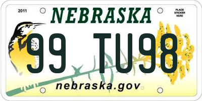 NE license plate 99TU98