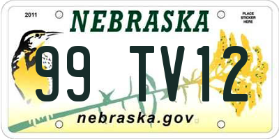 NE license plate 99TV12