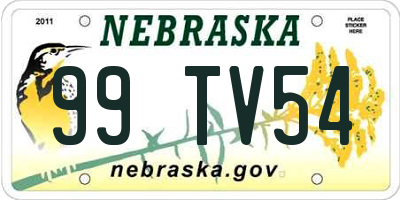 NE license plate 99TV54
