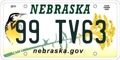 NE license plate 99TV63
