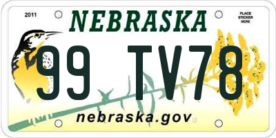 NE license plate 99TV78