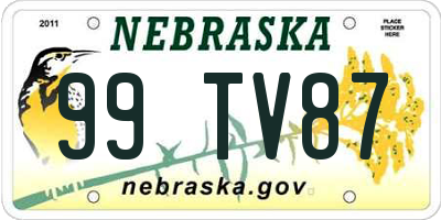 NE license plate 99TV87