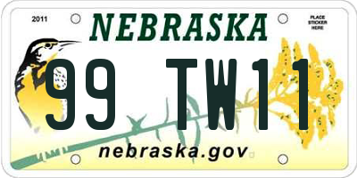 NE license plate 99TW11