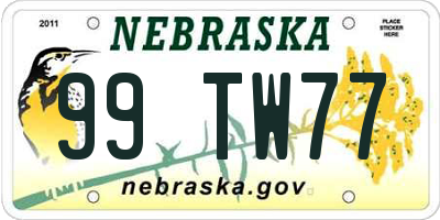 NE license plate 99TW77