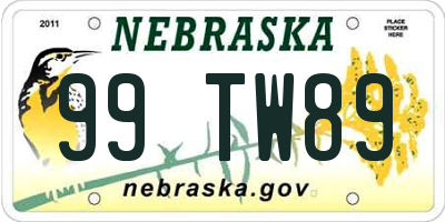 NE license plate 99TW89