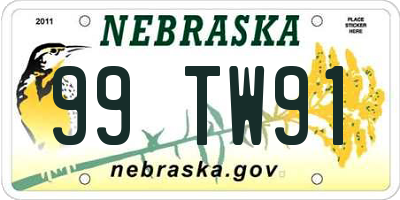 NE license plate 99TW91