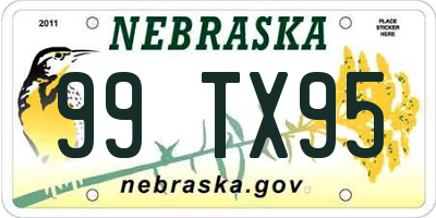 NE license plate 99TX95