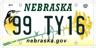 NE license plate 99TY16