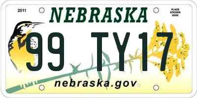 NE license plate 99TY17