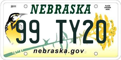 NE license plate 99TY20