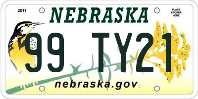 NE license plate 99TY21