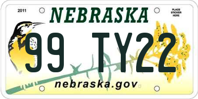 NE license plate 99TY22
