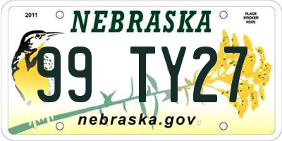 NE license plate 99TY27