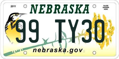 NE license plate 99TY30