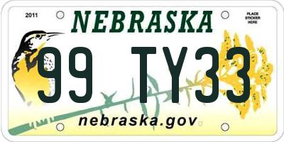NE license plate 99TY33