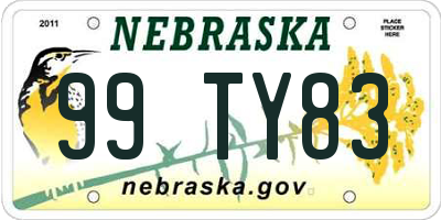 NE license plate 99TY83