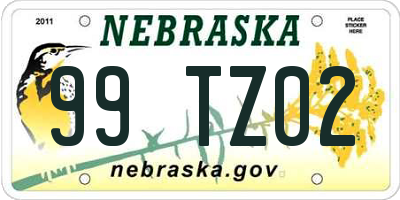NE license plate 99TZ02