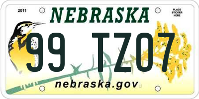 NE license plate 99TZ07