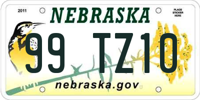 NE license plate 99TZ10