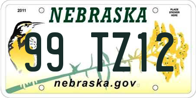 NE license plate 99TZ12