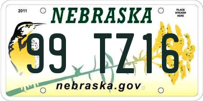 NE license plate 99TZ16