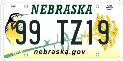 NE license plate 99TZ19