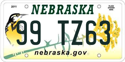 NE license plate 99TZ63