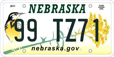 NE license plate 99TZ71