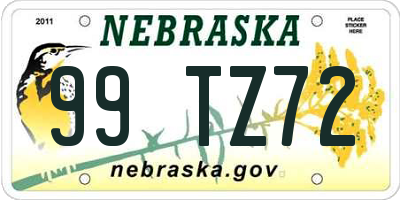 NE license plate 99TZ72
