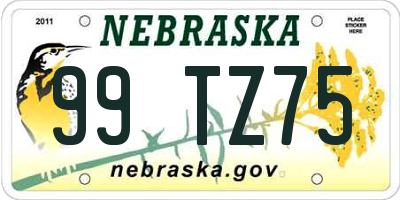 NE license plate 99TZ75