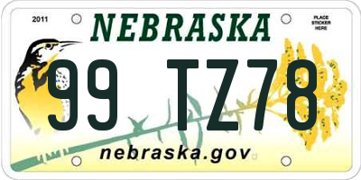 NE license plate 99TZ78