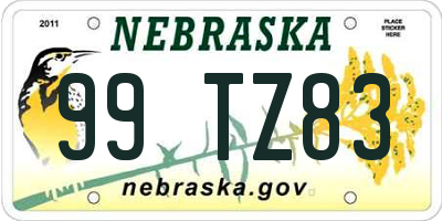 NE license plate 99TZ83
