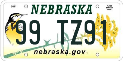 NE license plate 99TZ91