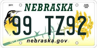 NE license plate 99TZ92