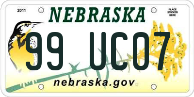 NE license plate 99UC07