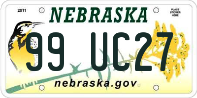 NE license plate 99UC27
