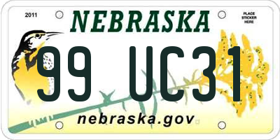 NE license plate 99UC31