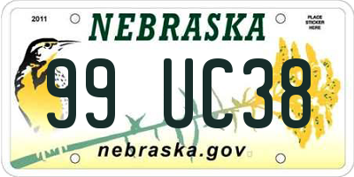 NE license plate 99UC38