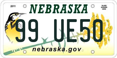 NE license plate 99UE50