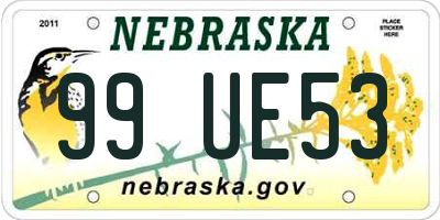 NE license plate 99UE53