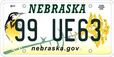 NE license plate 99UE63