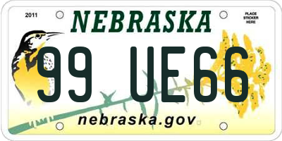 NE license plate 99UE66