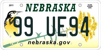 NE license plate 99UE94