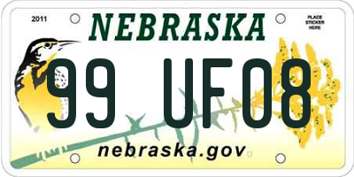 NE license plate 99UF08