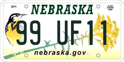 NE license plate 99UF11