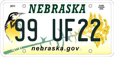 NE license plate 99UF22