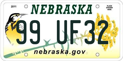 NE license plate 99UF32